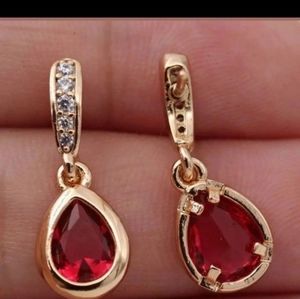 Jewelry - New 18ktgf ruby cz earrings Jewelry - New 18ktgf ruby cz earrings